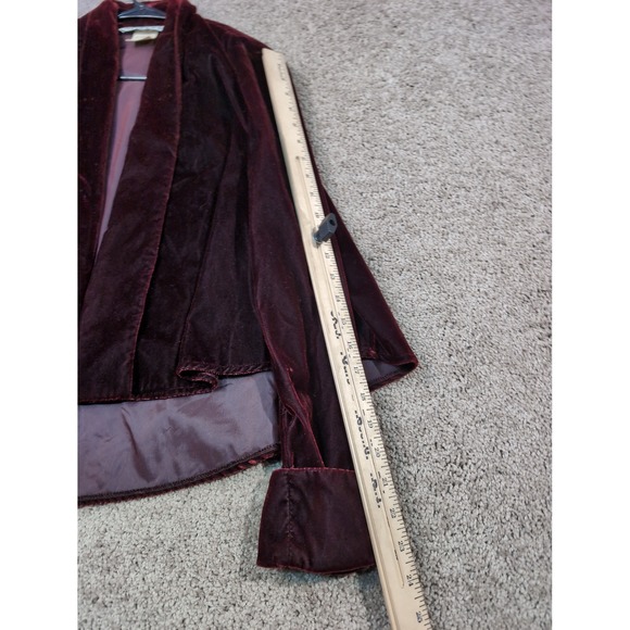 Roberta Womens Velvet Open Front Jacket Burgundy Shawl Collar Style Smal - Picture 7 of 8